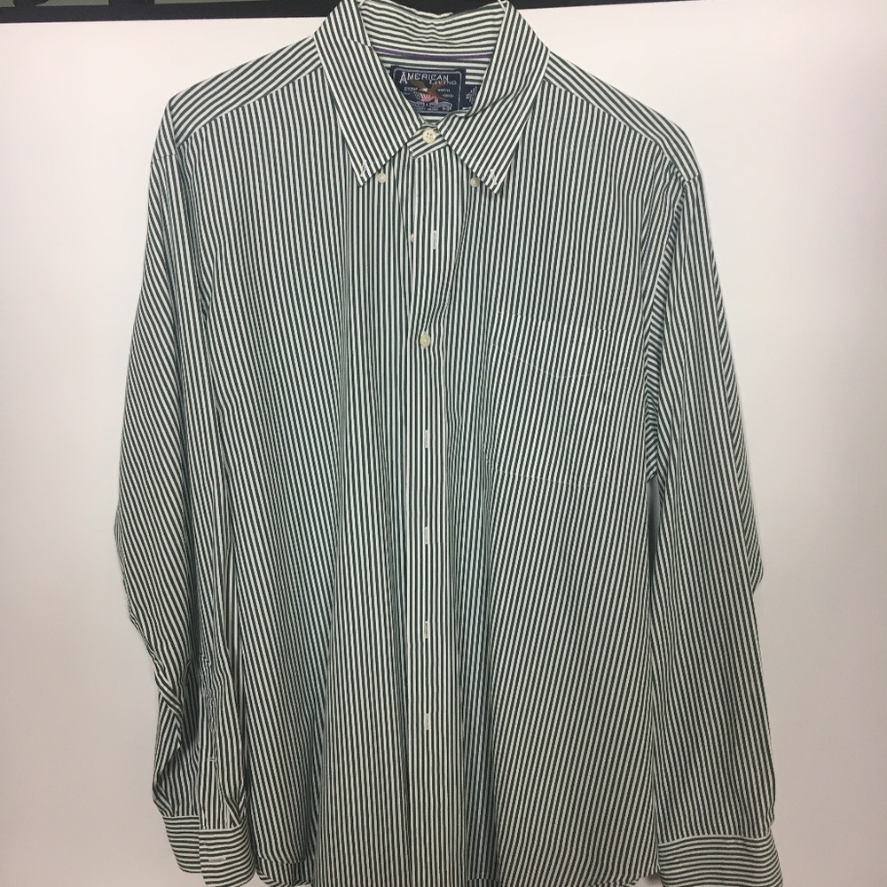American Living - Button Up - Green & White - XL